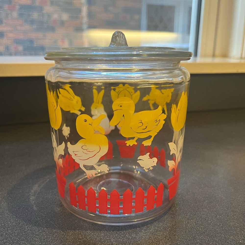 Vintage Bunny Duck Lamb Covered Glass Jar Easter